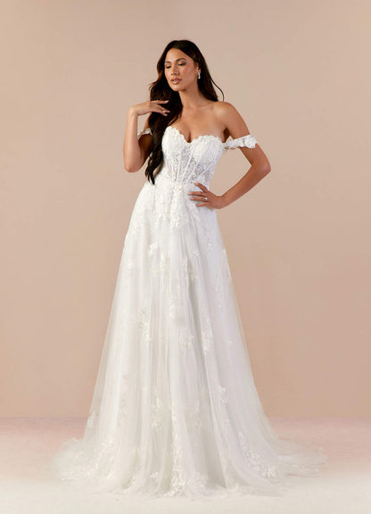 Diamond White A-Line Sweetheart Sequins Tulle Dress