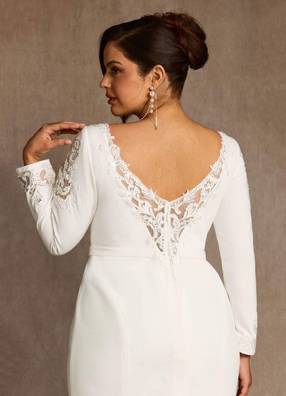 Diamond White Mermaid Scoop Sequins Stretch Crepe Dress