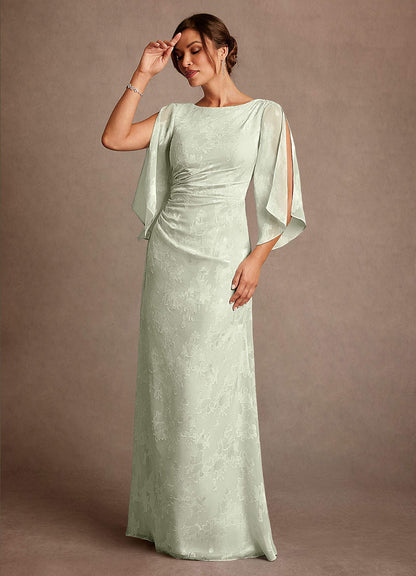 Dusty Sage Sheath Pleated Floral Burnout Dress