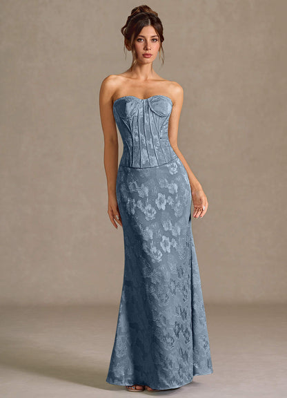 Mireya Dusty Blue Corset Two-Piece Prom Dress