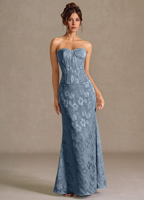 Mireya Dusty Blue Corset Two-Piece Prom Dress