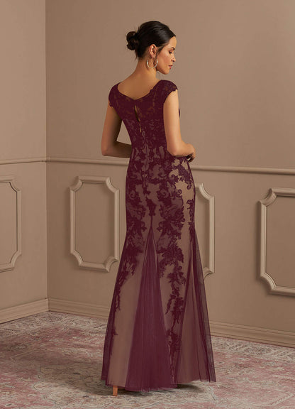Cabernet Champagne Mermaid Lace Tulle Dress