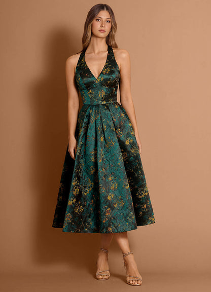 Emiko Deep Green Midi Dress