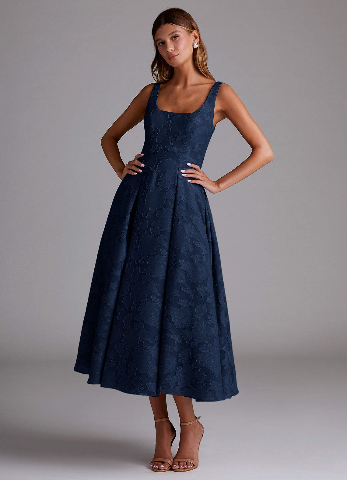 Amalie Navy A-Line Midi Dress