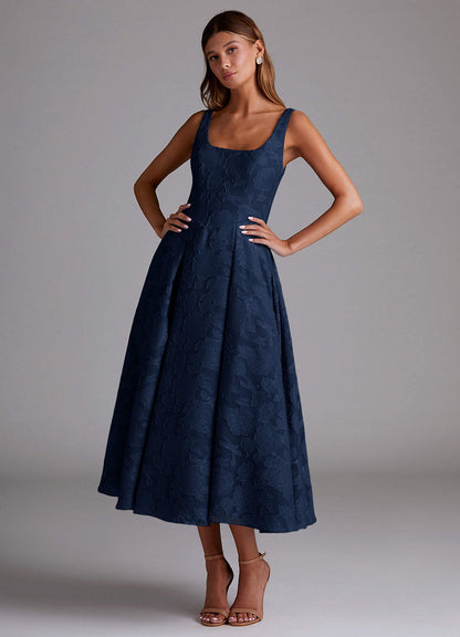 Amalie Navy A-Line Midi Dress