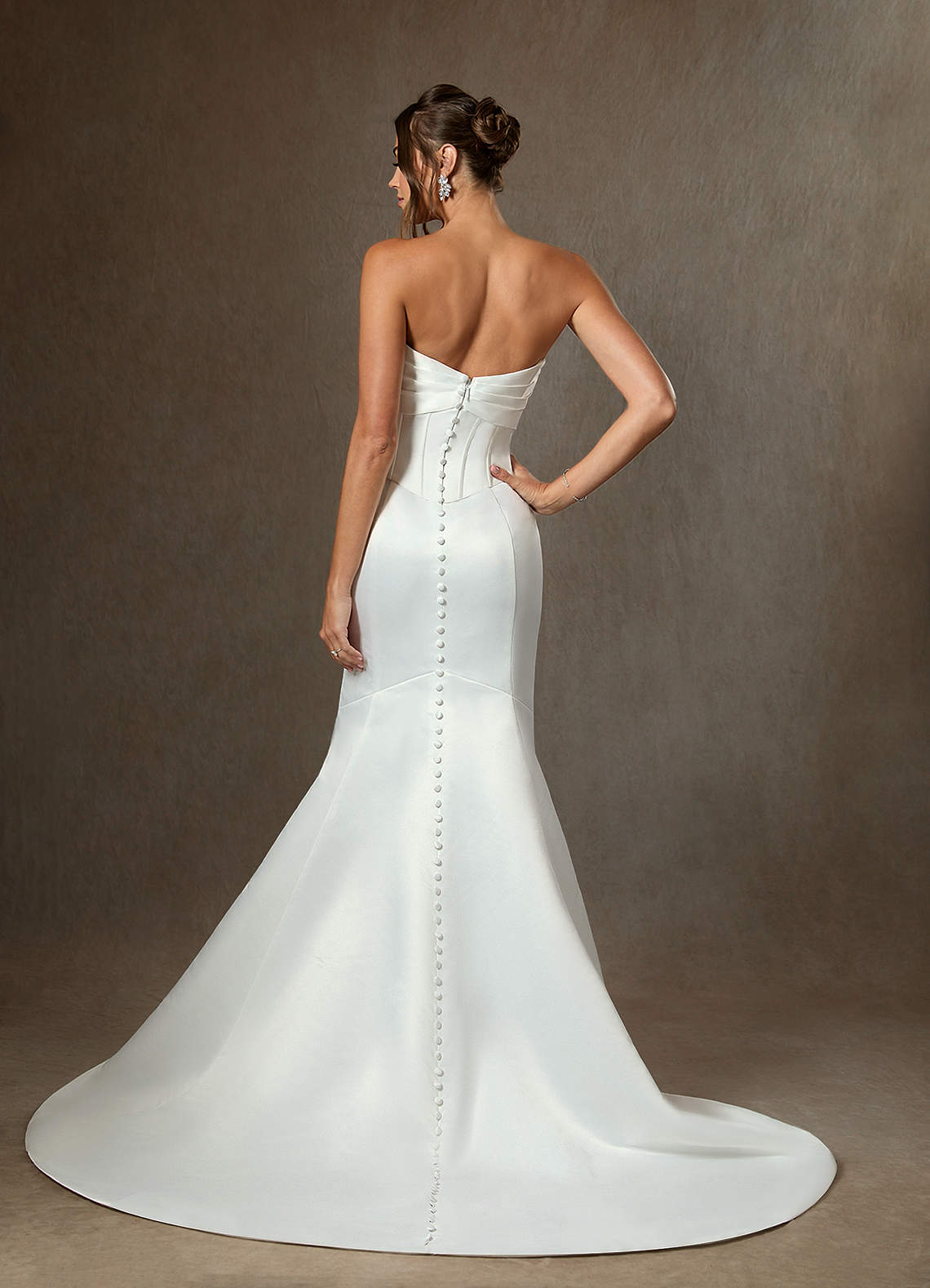 Diamond White Mermaid Strapless Satin Dress
