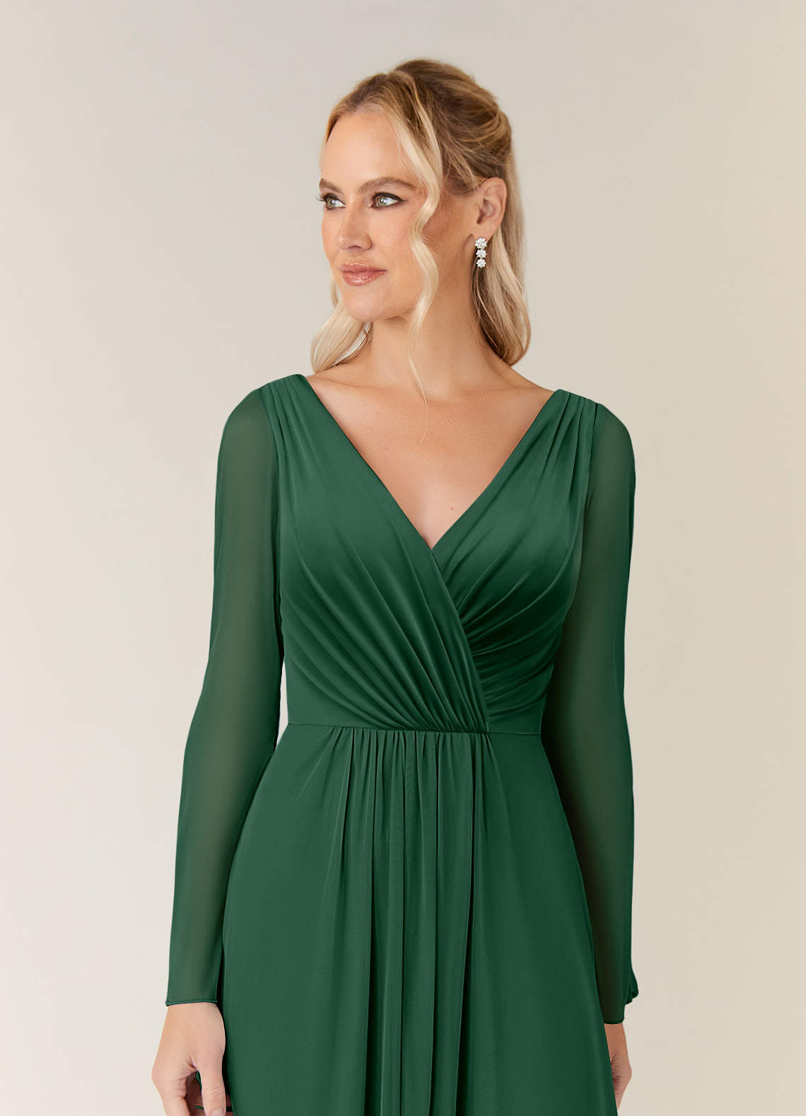 Dark Green A-Line Pleated Mesh Dress