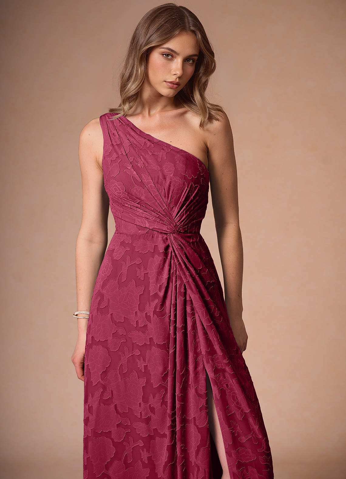 Hermosa Merlot One Shoulder Maxi Dress  Dress