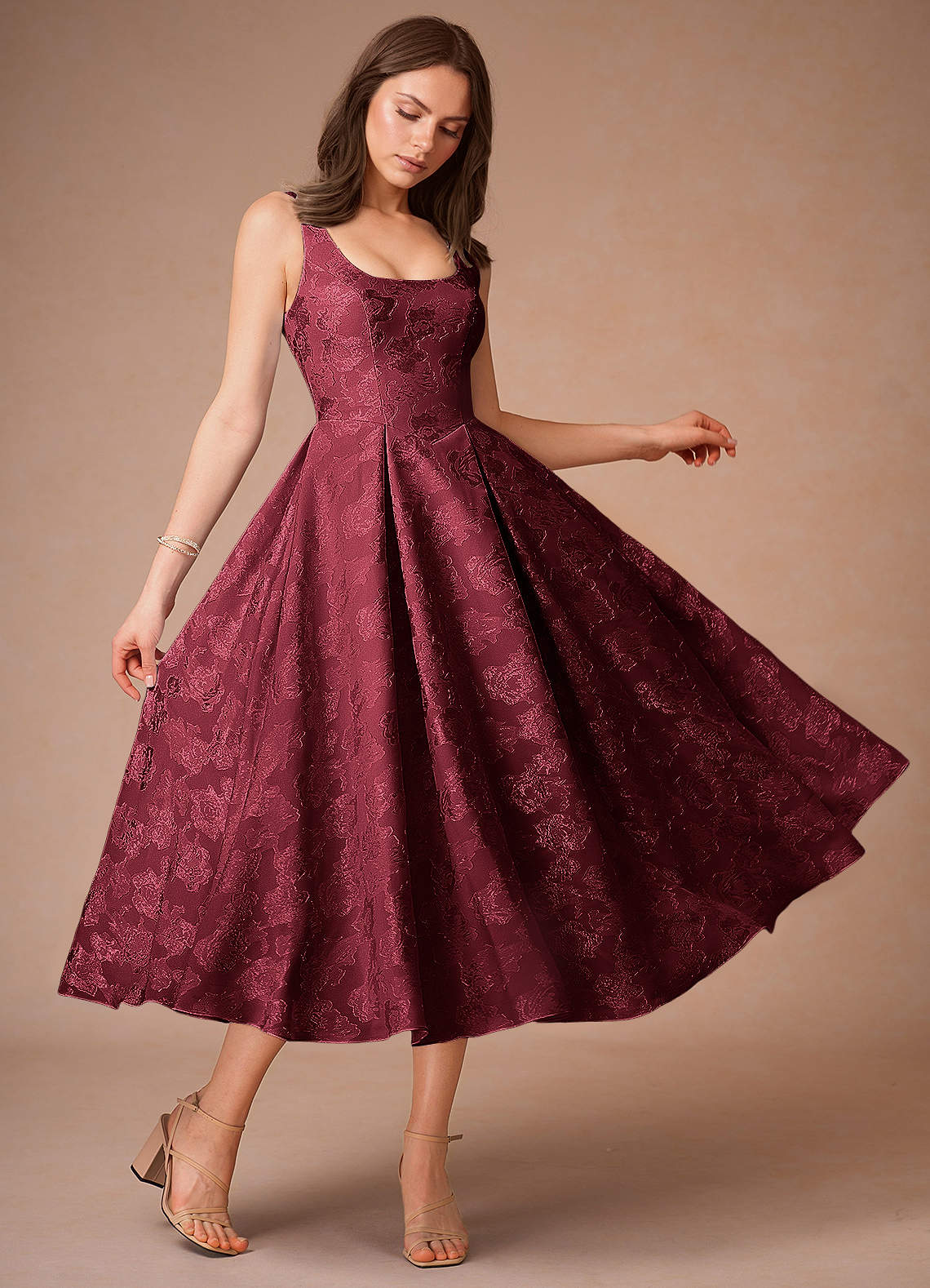 Briac Wine A-Line Midi Dress