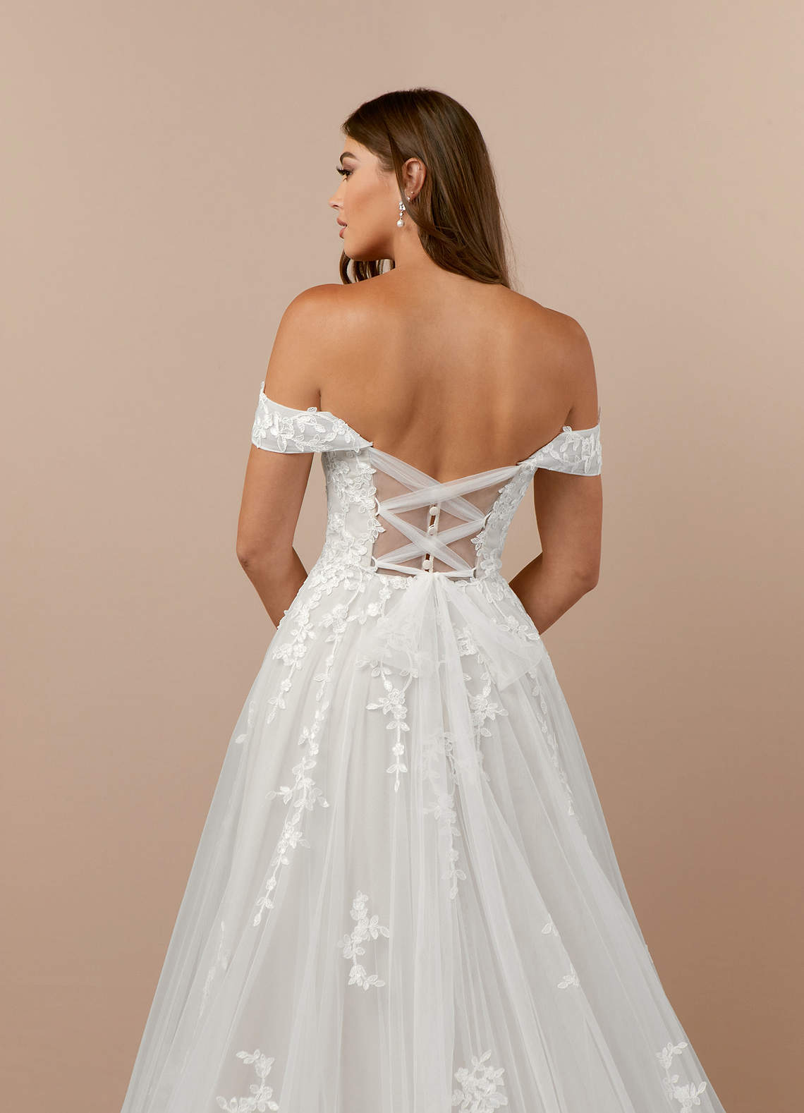 Diamond White A-Line Off the Shoulder Tulle Dress