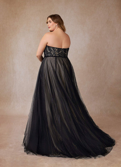Black Diamond White Ball-Gown Lace Tulle Dress