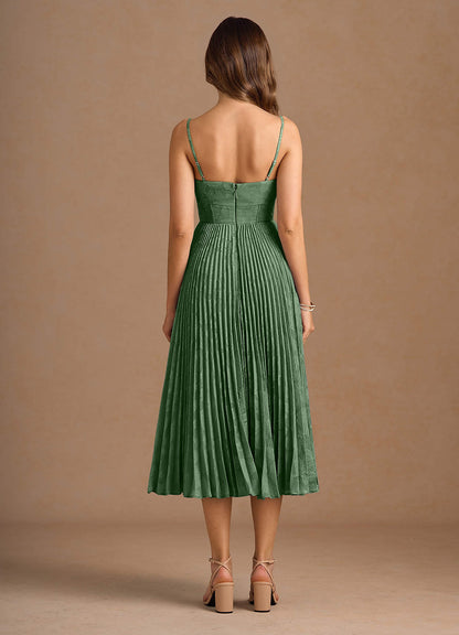 Annie Eucalyptus Pleated Midi Dress
