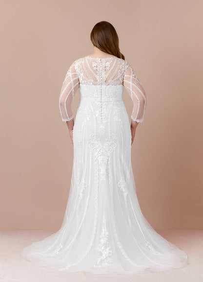 Diamond White Mermaid Scoop Tulle Dress
