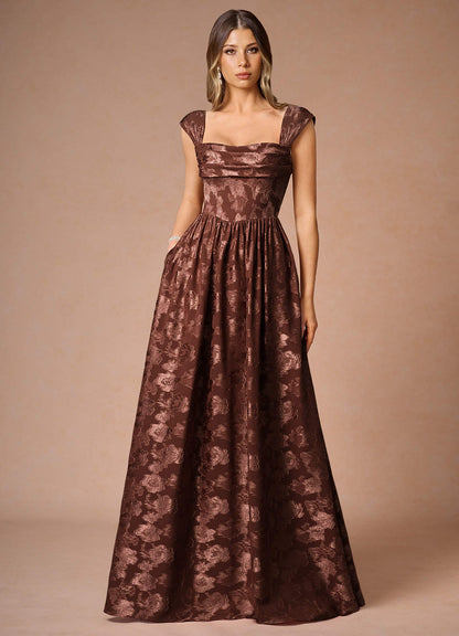 Hazel Mocha Coco Pleated Maxi Dress  Dress