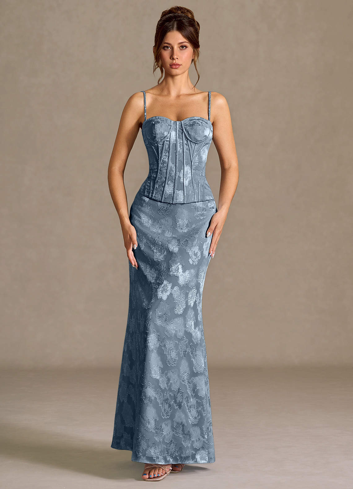Mireya Dusty Blue Corset Two-Piece Prom Dress