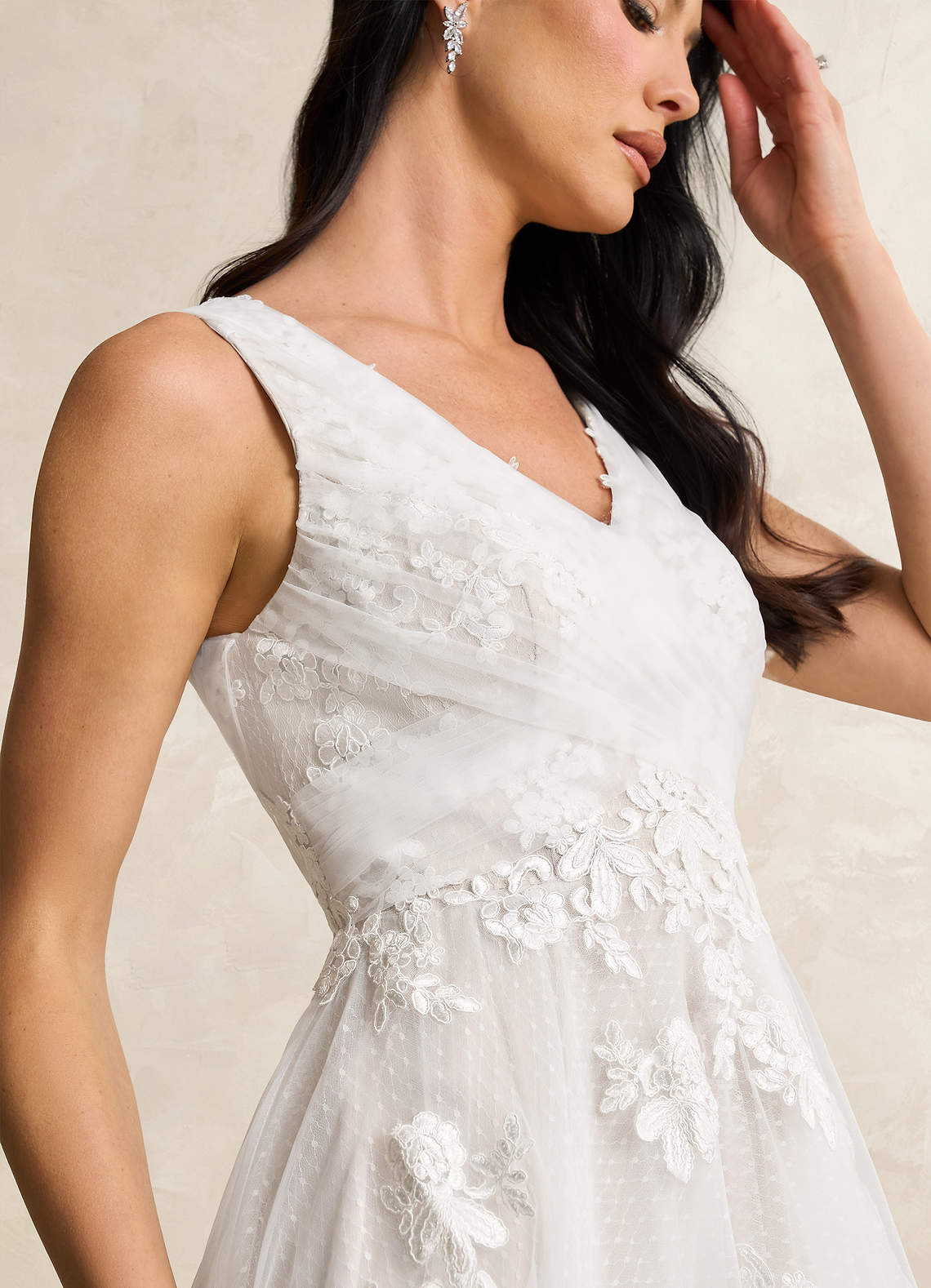 Diamond White A-Line Lace Tulle Dress