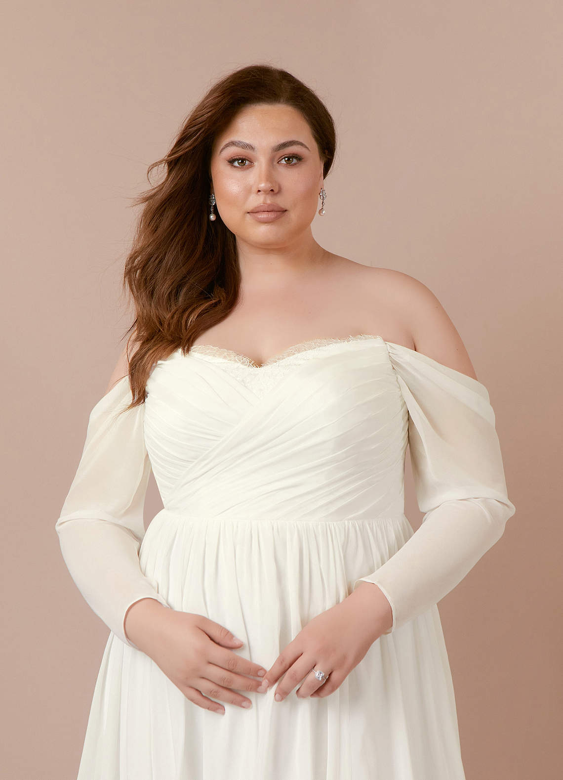 Cream A-Line Sweetheart lace Chiffon Dress