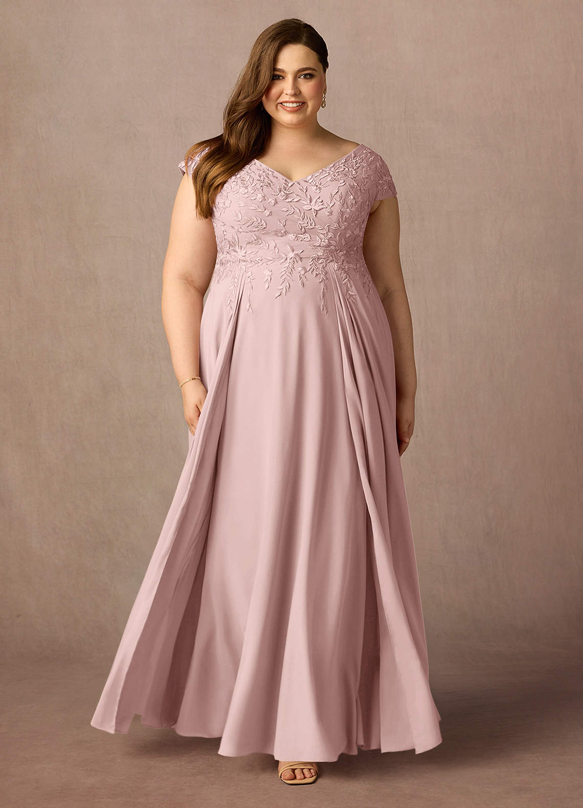 Dusty Rose A-Line Lace Dress