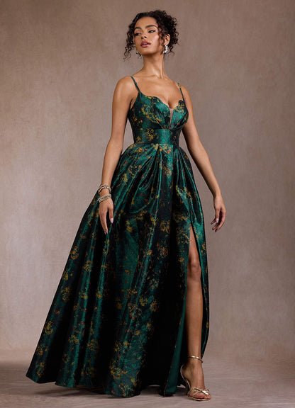 Cristal Deep Green Maxi Dress  Dress
