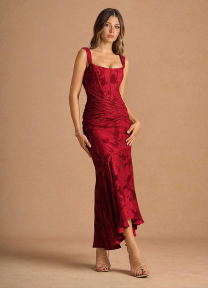 Tiana Ruby Red Maxi Dress  Dress