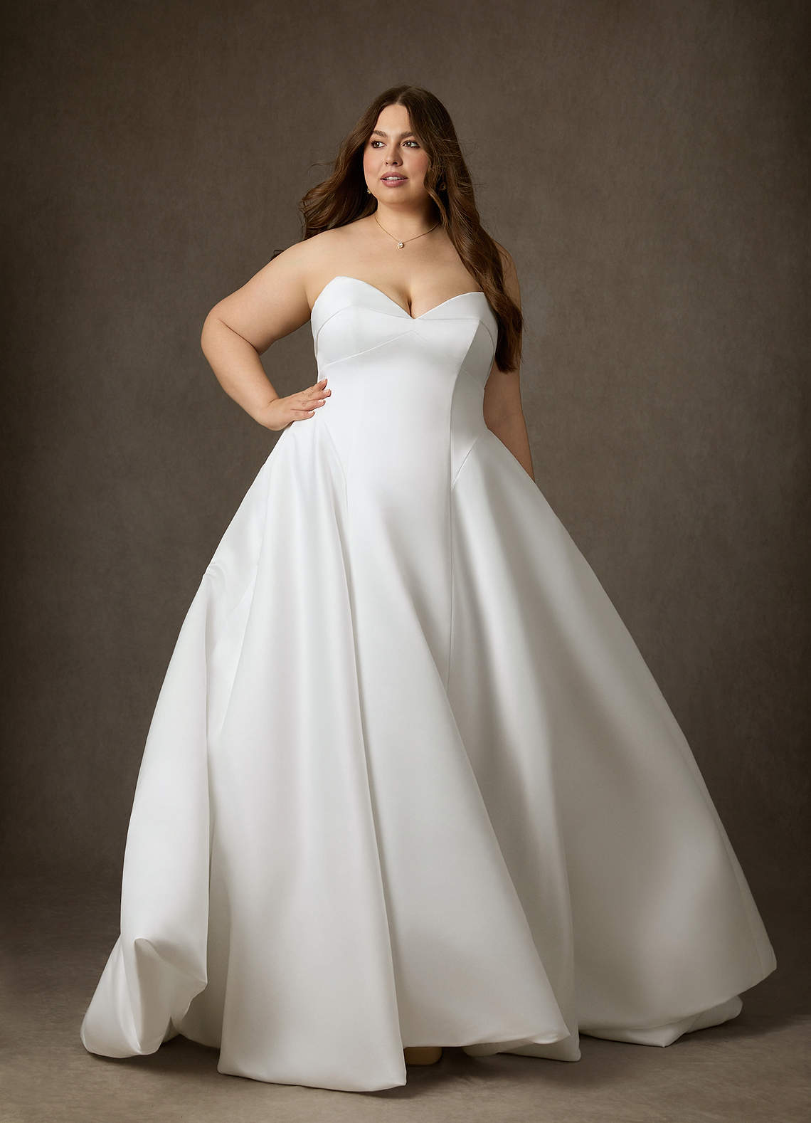 Diamond White A-Line Strapless Satin Dress
