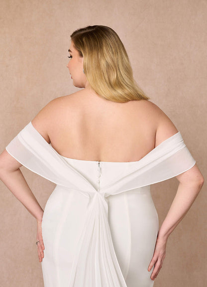 Diamond White Mermaid Off the Shoulder Chiffon Dress