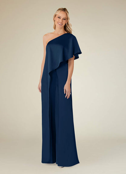 Dark Navy Jumpsuit/Pantsuit Stretch Satin Dress