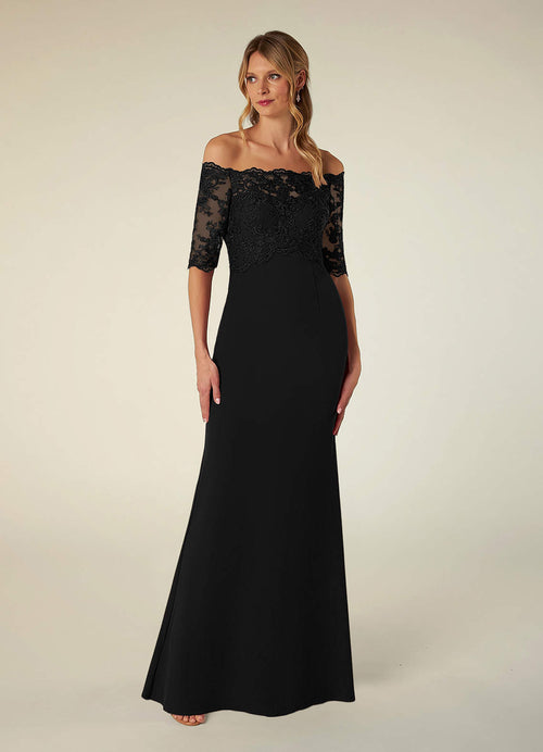 Black Mermaid Off the Shoulder Lace Dress