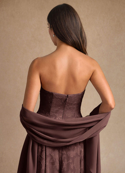 Espresso A-Line Pleated Floral Burnout Dress