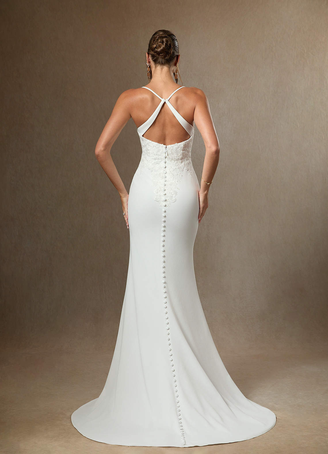 Diamond White Mermaid Lace Stretch Crepe Dress