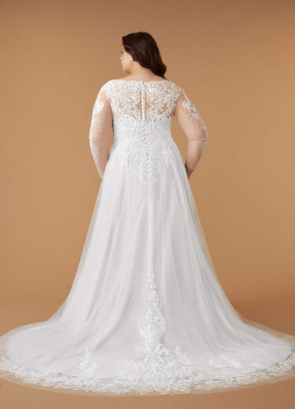 Diamond White A-Line V-Neck Sequins Tulle Dress