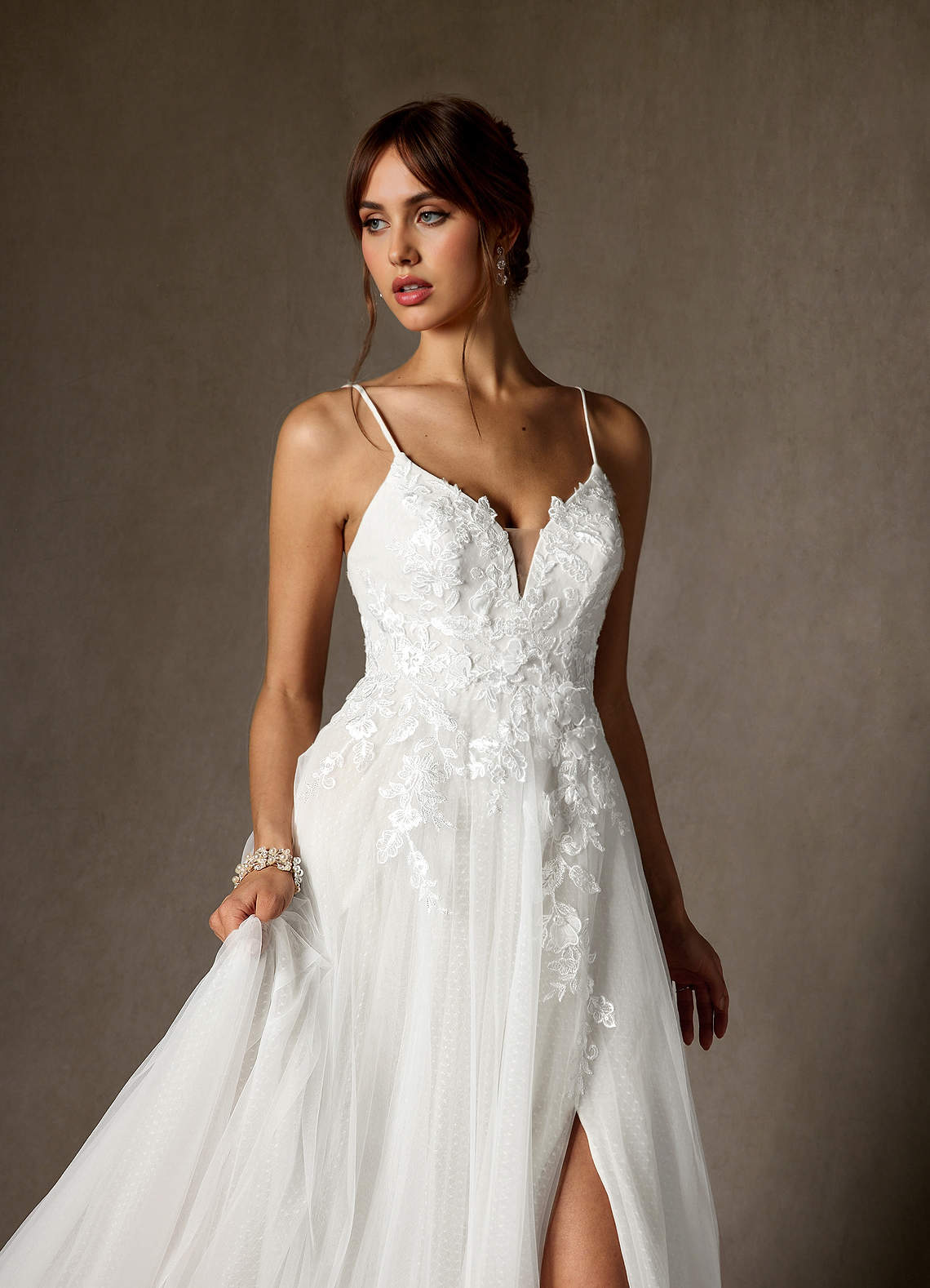 Diamond White A-Line Sequins Tulle Dress