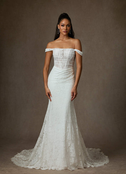 Diamond White Mermaid Lace Dress