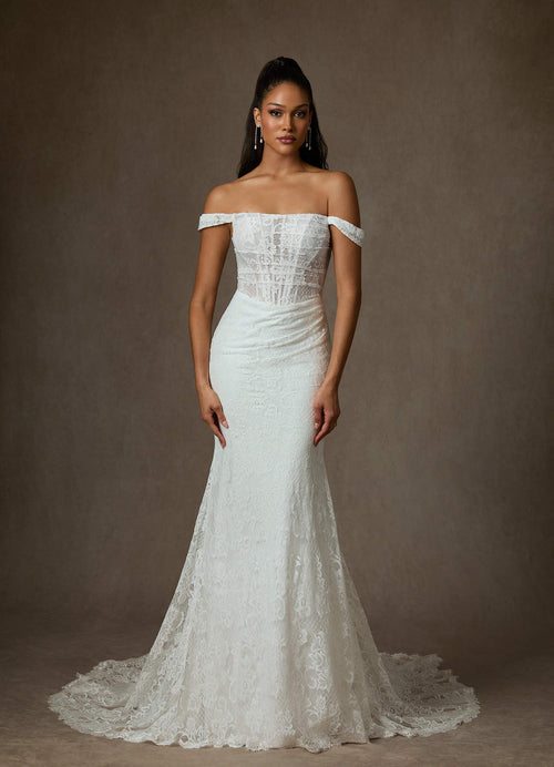 Diamond White Mermaid Lace Dress