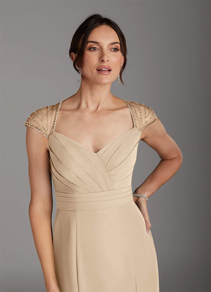 Champagne Mermaid Sequins Chiffon Dress