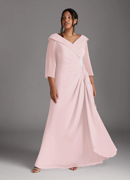 Blushing Pink A-Line Chiffon Dress