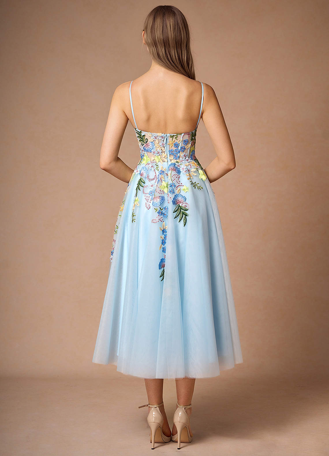 Iverine Sky Blue Multi Midi Dress  Dress