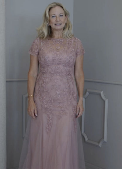 Taupe Mermaid Scoop Sequins Tulle Dress