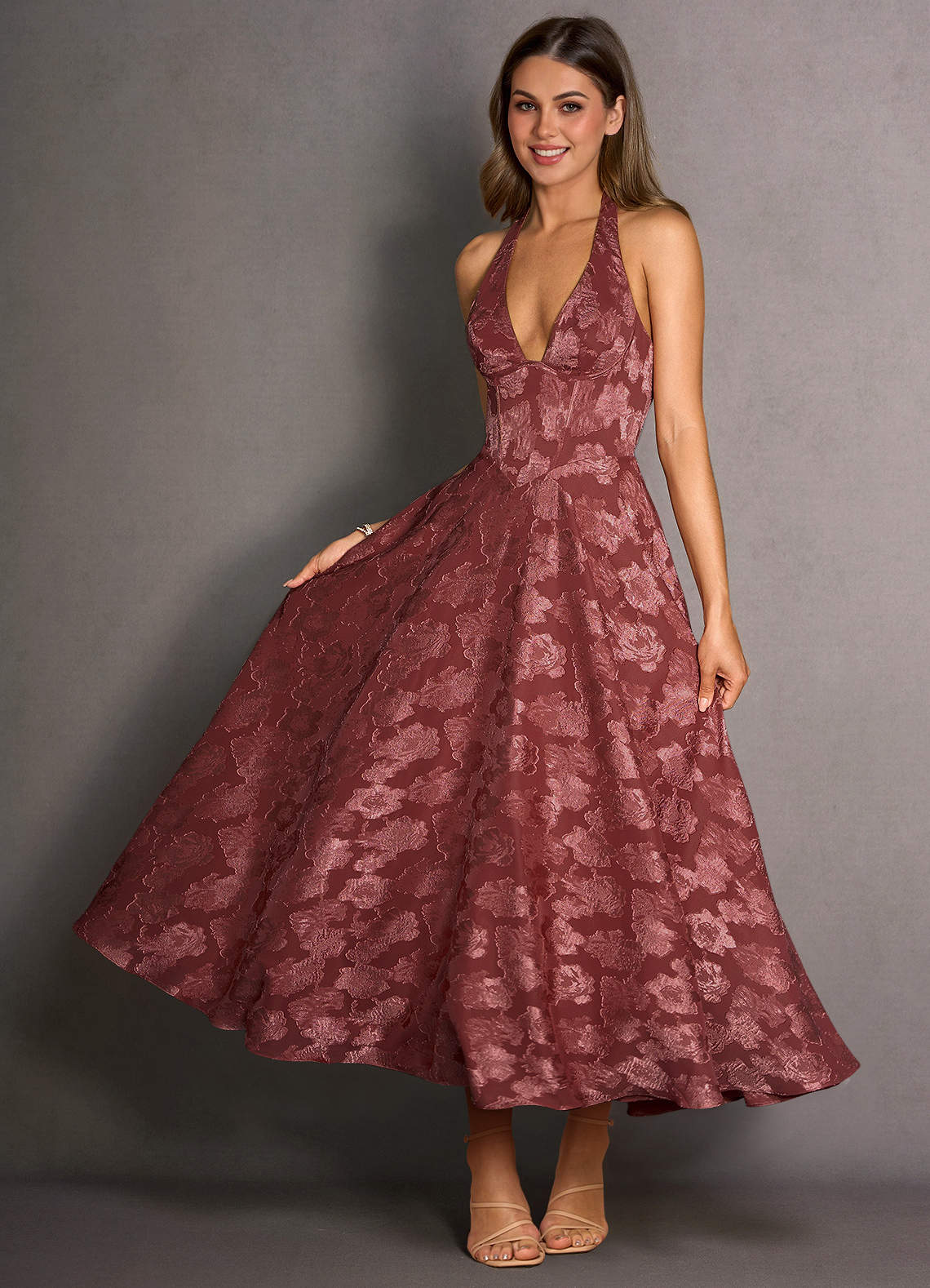 Isabeau Vintage Rose Midi Dress  Dress