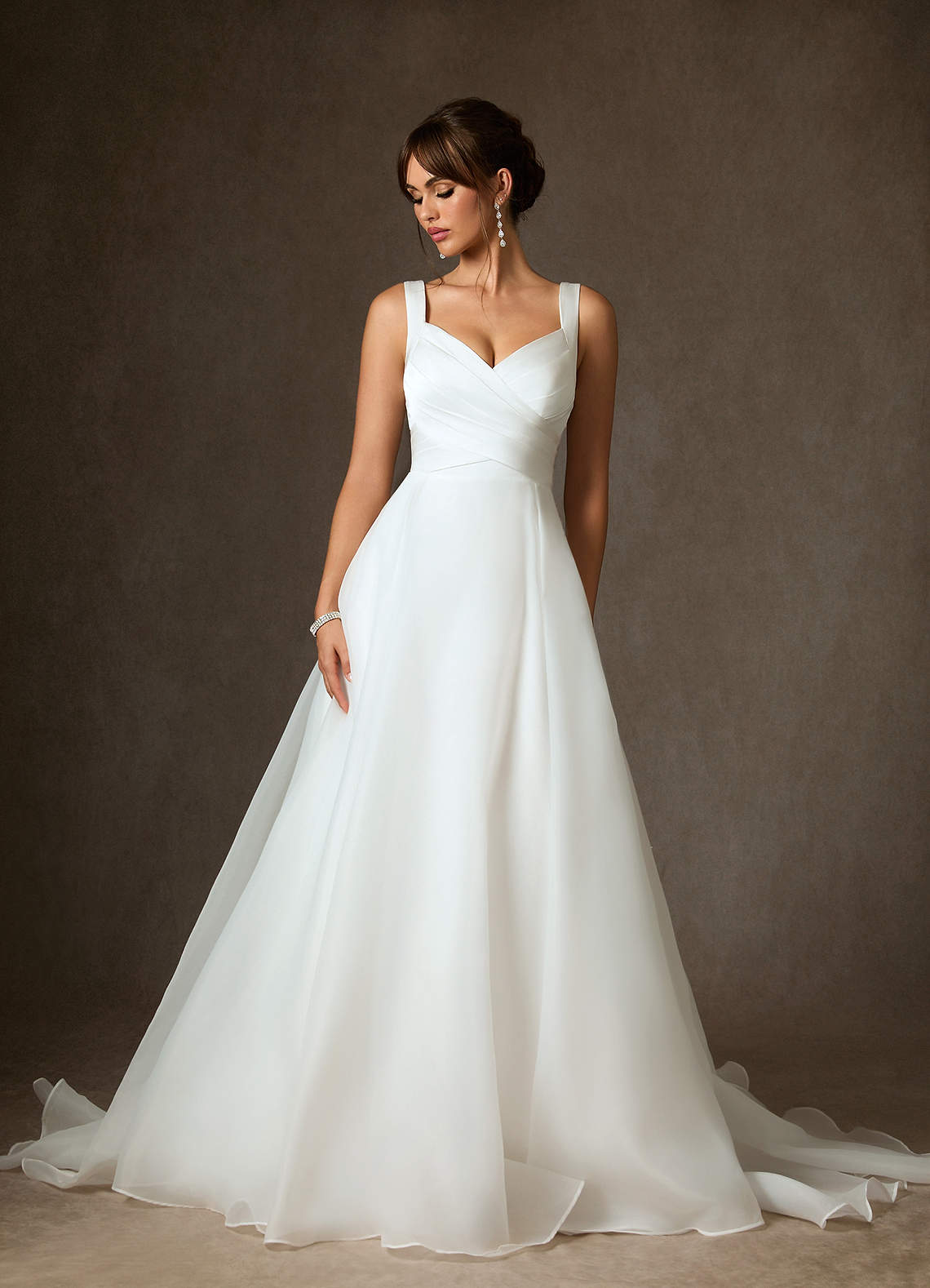 Diamond White A-Line Sweetheart Neckline Stretch Satin Dress