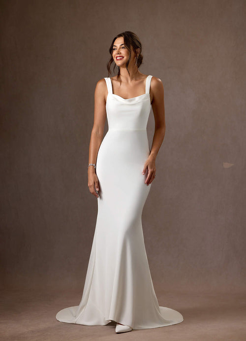 Diamond White Mermaid Crepe Back Satin Dress