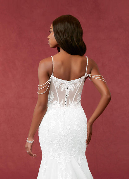 Diamond White Mermaid Sequins Tulle Dress