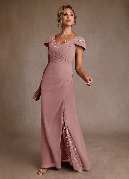 Dusty Rose Mermaid Sequins Chiffon Dress
