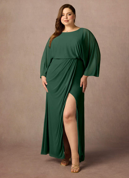 Dark Green Mermaid Pleated Mesh Dress