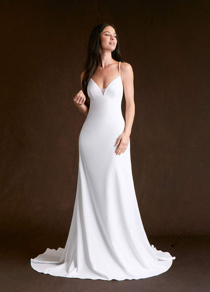 Diamond White Mermaid Stretch Crepe Dress