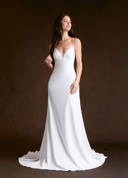 Diamond White Mermaid Stretch Crepe Dress
