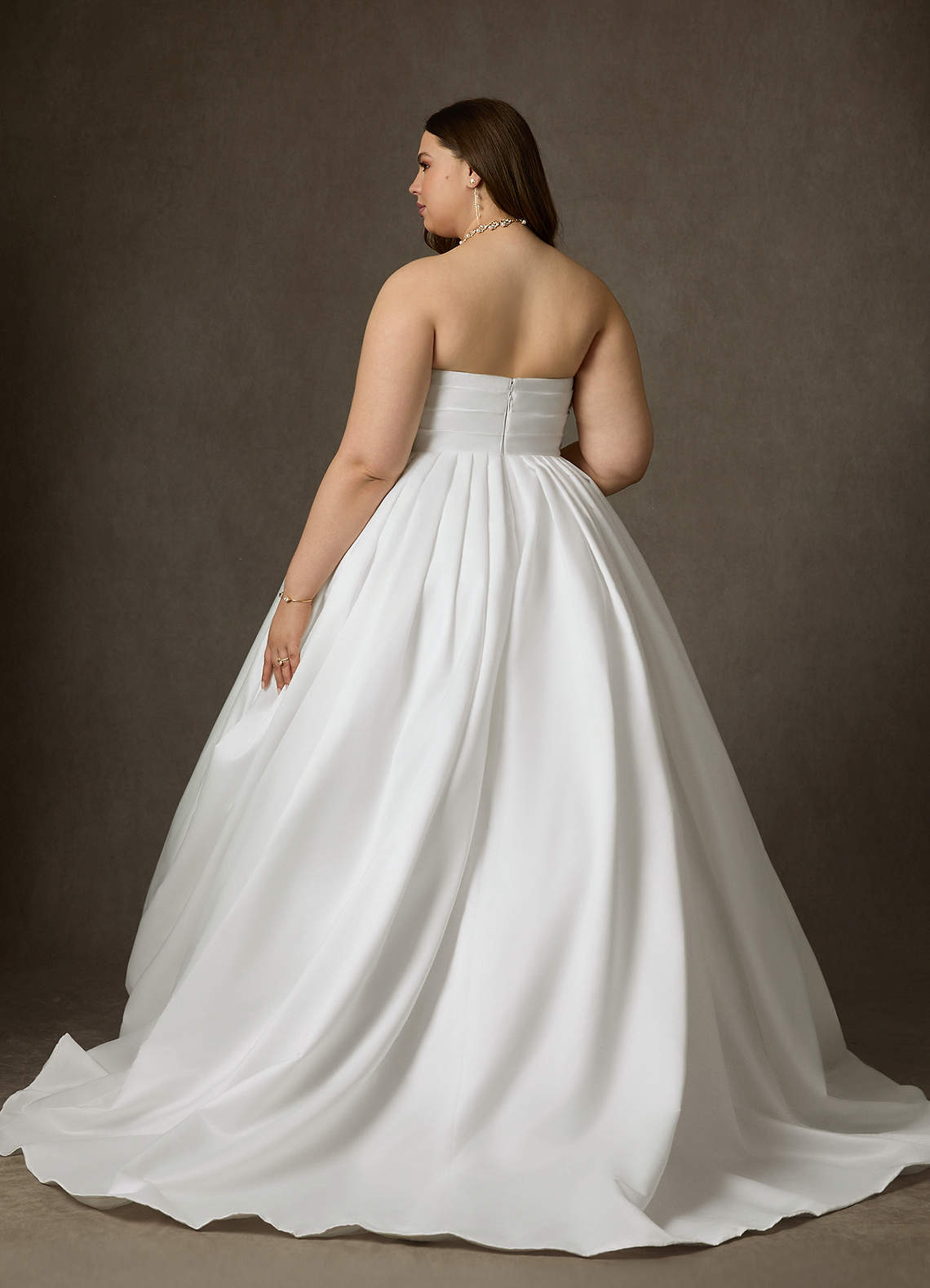 Diamond White Ball-Gown Strapless Matte Satin Dress