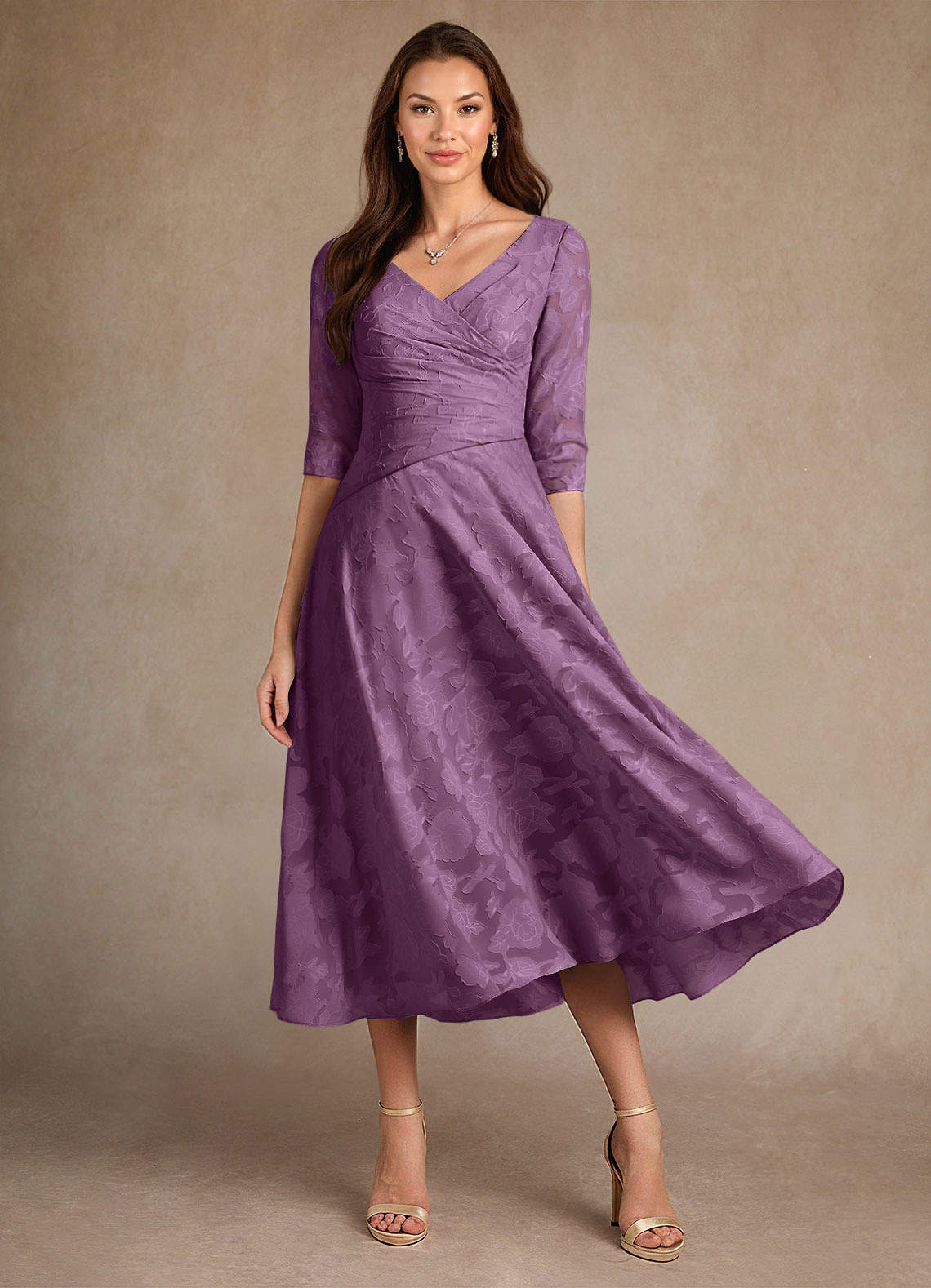 Wisteria A-Line Pleated Floral Burnout Dress