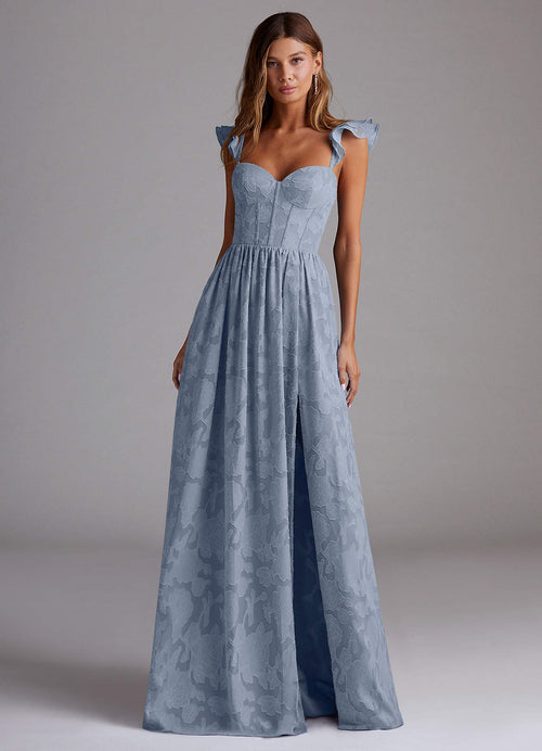 Denisse Powder Blue Corset Maxi Dress