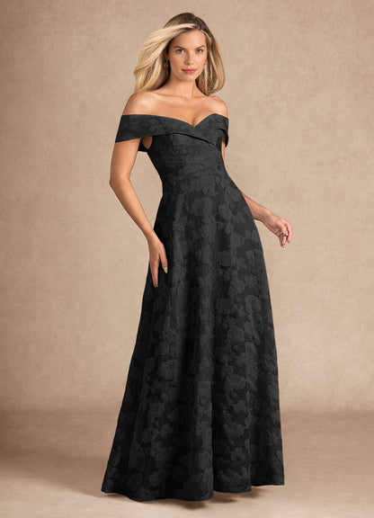 Black Jacquard A-Line Pleated Floral Burnout Dress